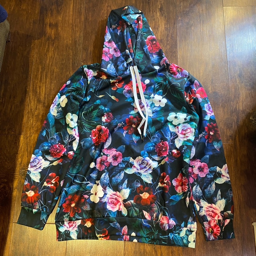 silky floral hoodie